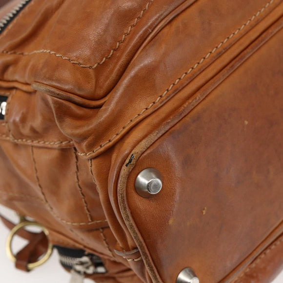 Chloe Betty Shoulder Bag Leather Brown Silver gold Auth 144492