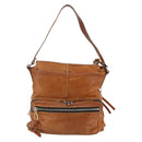 Chloe Betty Shoulder Bag Leather Brown Silver gold Auth 144492-2