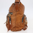 Chloe Betty Shoulder Bag Leather Brown Silver gold Auth 144492-4