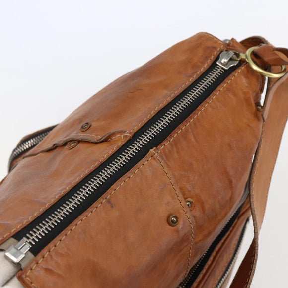 Chloe Betty Shoulder Bag Leather Brown Silver gold Auth 144492