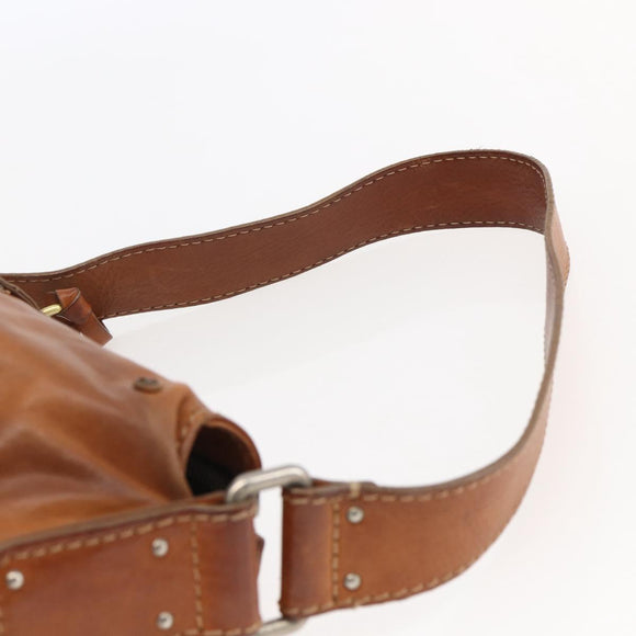 Chloe Betty Shoulder Bag Leather Brown Silver gold Auth 144492