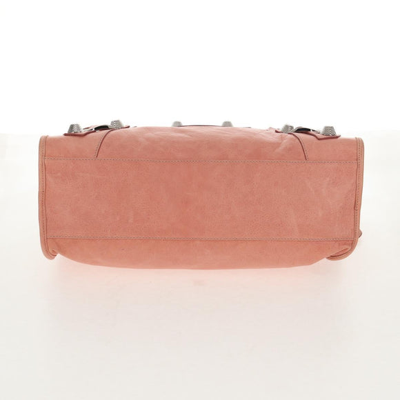 BALENCIAGA The Giant City Hand Bag Leather 2way Pink Silver 173084 Auth 144512V