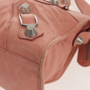 BALENCIAGA The Giant City Hand Bag Leather 2way Pink Silver 173084 Auth 144512V-18