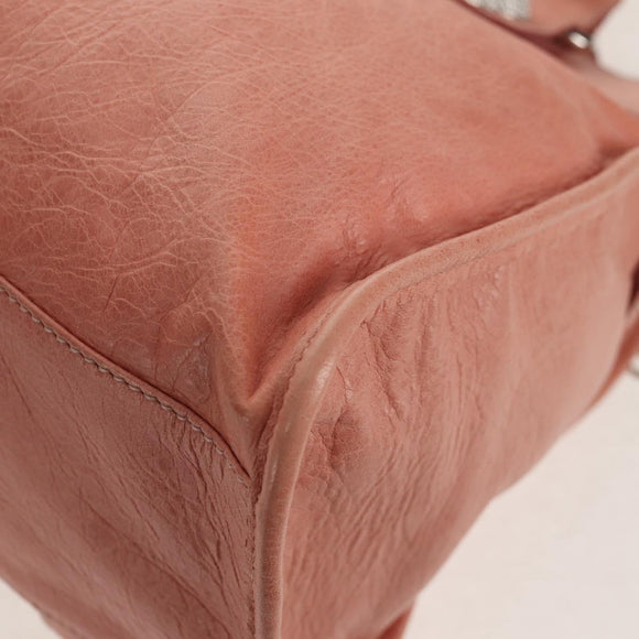 BALENCIAGA The Giant City Hand Bag Leather 2way Pink Silver 173084 Auth 144512V