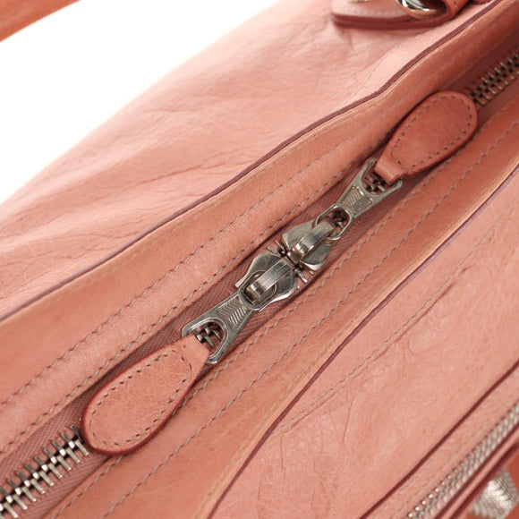 BALENCIAGA The Giant City Hand Bag Leather 2way Pink Silver 173084 Auth 144512V