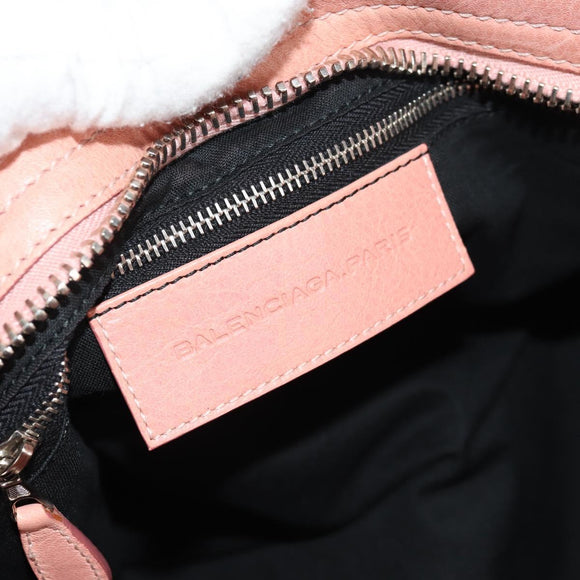 BALENCIAGA The Giant City Hand Bag Leather 2way Pink Silver 173084 Auth 144512V