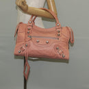 BALENCIAGA The Giant City Hand Bag Leather 2way Pink Silver 173084 Auth 144512V-29