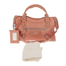 BALENCIAGA The Giant City Hand Bag Leather 2way Pink Silver 173084 Auth 144512V-12