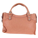 BALENCIAGA The Giant City Hand Bag Leather 2way Pink Silver 173084 Auth 144512V-2