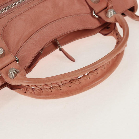 BALENCIAGA The Giant City Hand Bag Leather 2way Pink Silver 173084 Auth 144512V
