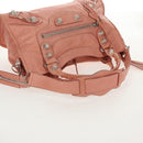 BALENCIAGA The Giant City Hand Bag Leather 2way Pink Silver 173084 Auth 144512V-8