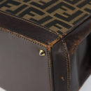 FENDI Zucca Canvas Hand Bag Black Brown Auth 144516-8