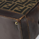 FENDI Zucca Canvas Hand Bag Black Brown Auth 144516-16