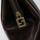 FENDI Zucca Canvas Hand Bag Black Brown Auth 144516-18
