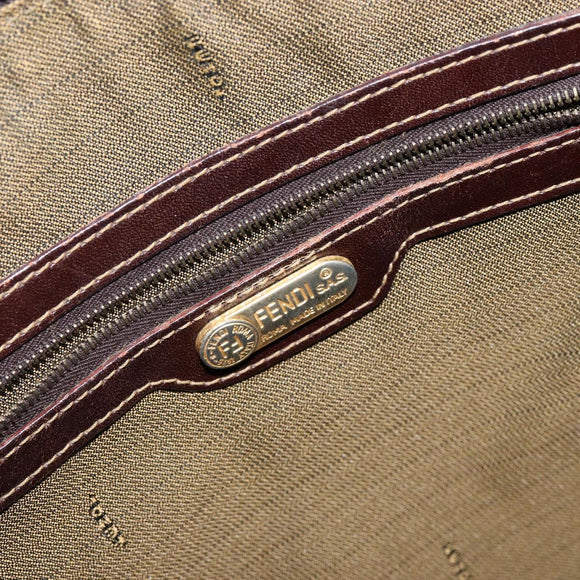 FENDI Zucca Canvas Hand Bag Black Brown Auth 144516