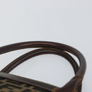FENDI Zucca Canvas Hand Bag Black Brown Auth 144516-14