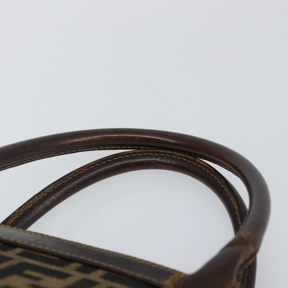 FENDI Zucca Canvas Hand Bag Black Brown Auth 144516