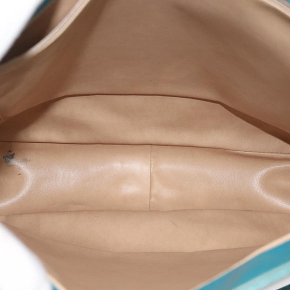 CHANEL COCO Mark Shoulder Bag Lamb Skin Turquoise Blue Gold CC Auth 144517