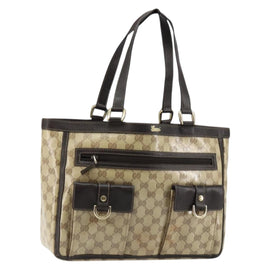 GUCCI GG Crystal Abbey Bag Coated Canvas Outlet Beige Gold 268639 Auth 144520