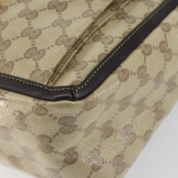 GUCCI GG Crystal Abbey Bag Coated Canvas Outlet Beige Gold 268639 Auth 144520