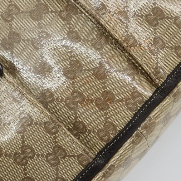 GUCCI GG Crystal Abbey Bag Coated Canvas Outlet Beige Gold 268639 Auth 144520