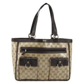 GUCCI GG Crystal Abbey Bag Coated Canvas Outlet Beige Gold 268639 Auth 144520 - 0