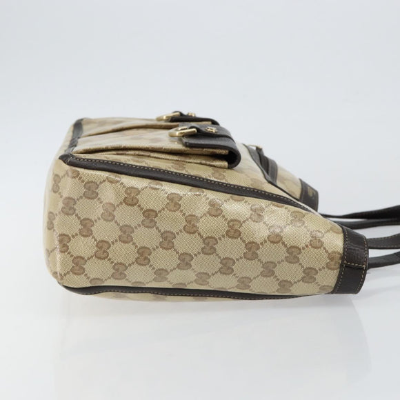 GUCCI GG Crystal Abbey Bag Coated Canvas Outlet Beige Gold 268639 Auth 144520