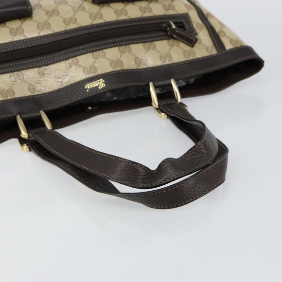 GUCCI GG Crystal Abbey Bag Coated Canvas Outlet Beige Gold 268639 Auth 144520