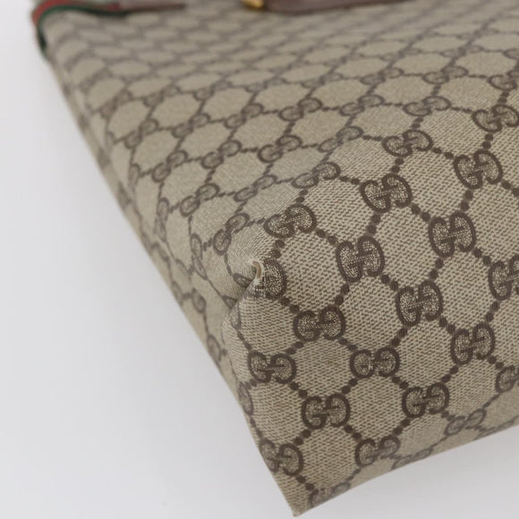 GUCCI GG Supreme Web Sherry Line Tote Bag PVC Beige Red 39 02 091 Auth 144523
