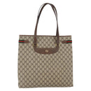 GUCCI GG Supreme Web Sherry Line Tote Bag PVC Beige Red 39 02 091 Auth 144523-1