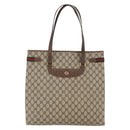 GUCCI GG Supreme Web Sherry Line Tote Bag PVC Beige Red 39 02 091 Auth 144523-13