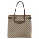 GUCCI GG Supreme Web Sherry Line Tote Bag PVC Beige Red 39 02 091 Auth 144523-2