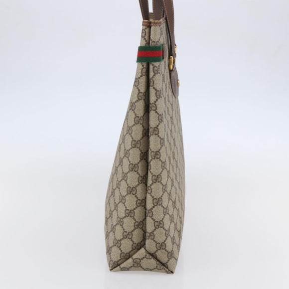 GUCCI GG Supreme Web Sherry Line Tote Bag PVC Beige Red 39 02 091 Auth 144523