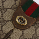 GUCCI GG Supreme Web Sherry Line Bag PVC Beige Gold 904 02 04 Auth 144524-14