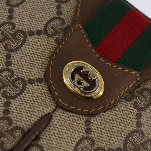 GUCCI GG Supreme Web Sherry Line Bag PVC Beige Gold 904 02 04 Auth 144524