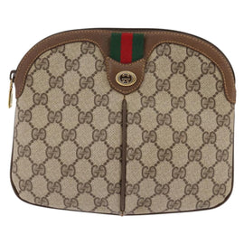 GUCCI GG Supreme Web Sherry Line Bag PVC Beige Gold 904 02 04 Auth 144524 - 0