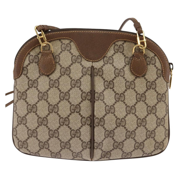 GUCCI GG Supreme Web Sherry Line Bag PVC Beige Gold 904 02 04 Auth 144524