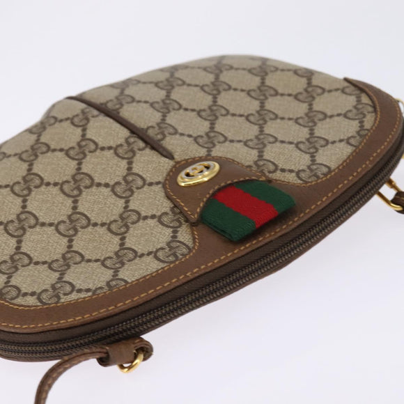 GUCCI GG Supreme Web Sherry Line Bag PVC Beige Gold 904 02 04 Auth 144524