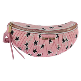 Miu Miu Waist Bag Canvas Pink Gold Auth 144527