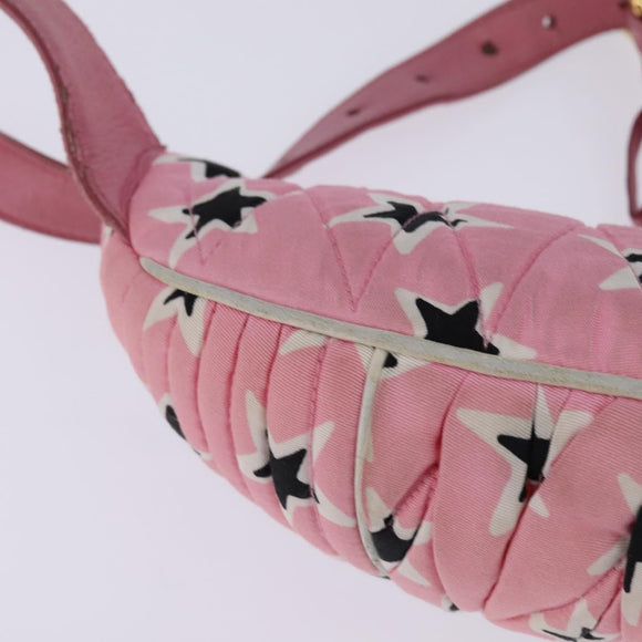 Miu Miu Waist Bag Canvas Pink Gold Auth 144527