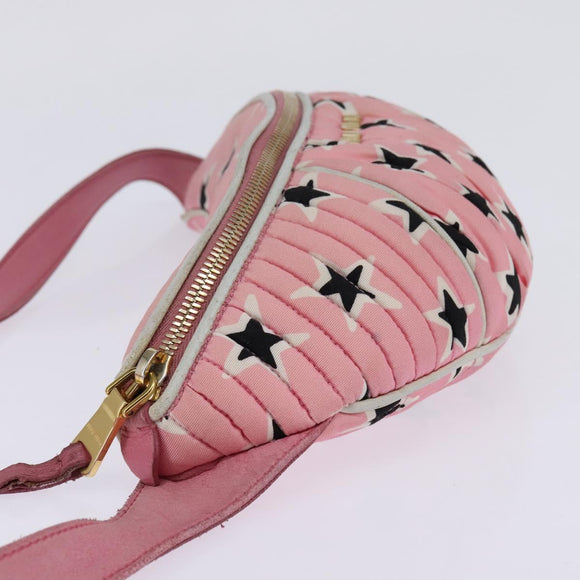 Miu Miu Waist Bag Canvas Pink Gold Auth 144527