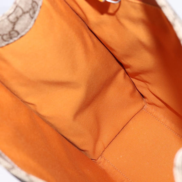 GUCCI GG Supreme Hand Bag PVC Leather Beige Silver 91249 Auth 144530