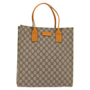 GUCCI GG Supreme Hand Bag PVC Leather Beige Silver 91249 Auth 144530-13