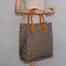 GUCCI GG Supreme Hand Bag PVC Leather Beige Silver 91249 Auth 144530-21