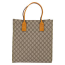 GUCCI GG Supreme Hand Bag PVC Leather Beige Silver 91249 Auth 144530-2