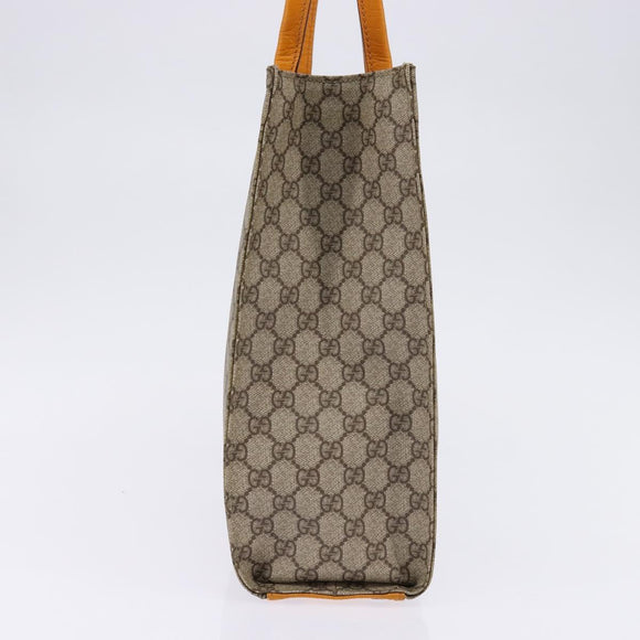 GUCCI GG Supreme Hand Bag PVC Leather Beige Silver 91249 Auth 144530