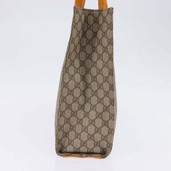 GUCCI GG Supreme Hand Bag PVC Leather Beige Silver 91249 Auth 144530