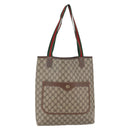 GUCCI GG Supreme Web Sherry Line Tote Bag PVC Beige Red 89 02 003 Auth 144531-1