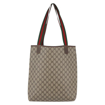 GUCCI GG Supreme Web Sherry Line Tote Bag PVC Beige Red 89 02 003 Auth 144531 - 0