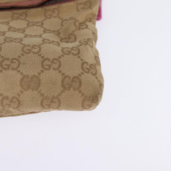 GUCCI GG Canvas Sherry Line Waist Bag Beige Pink Silver 28566 Auth 144532